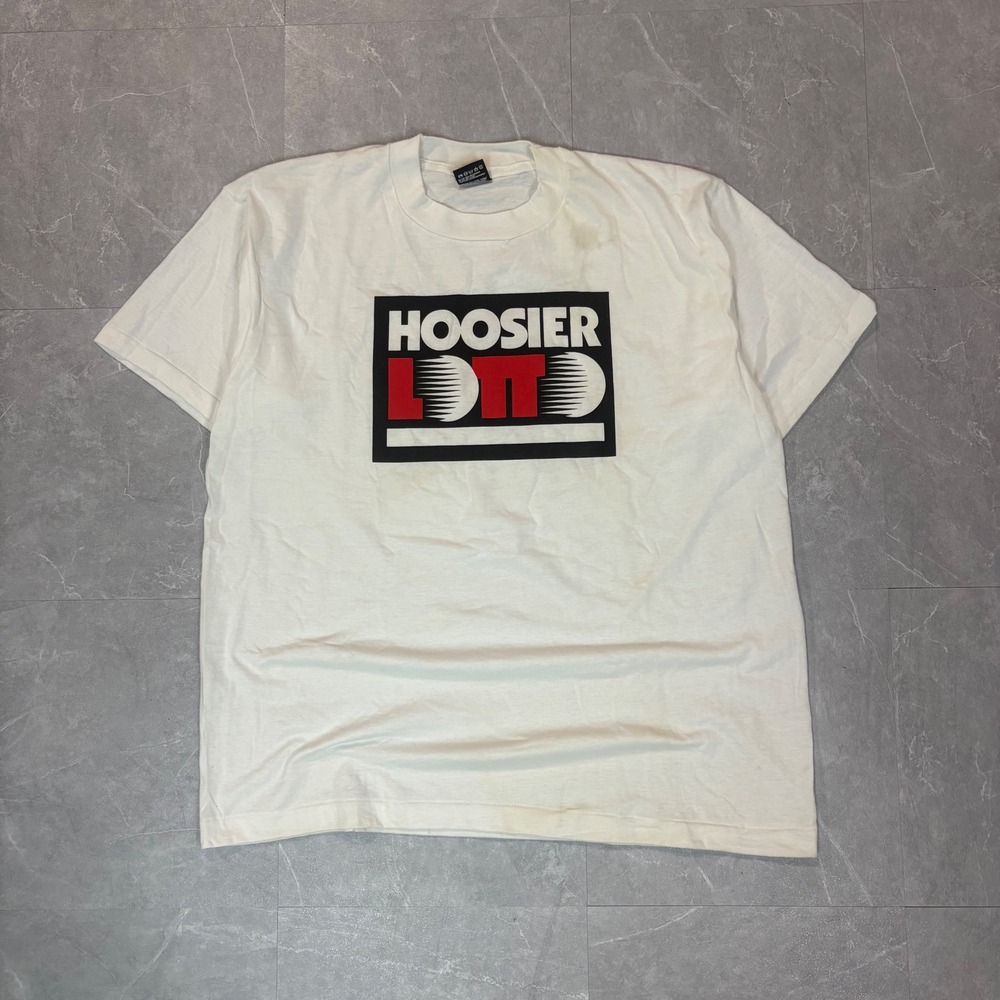Vintage Hoosier Lotto T Shirt Mens XL Fruit of the Loom Best Single Stitch 90s